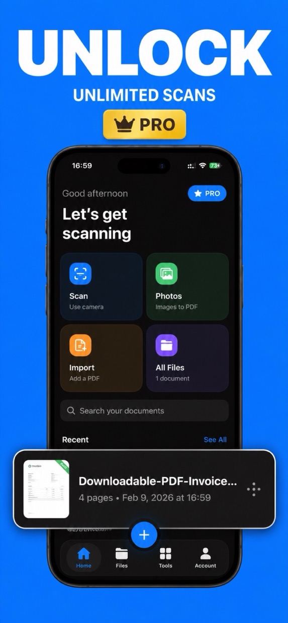 Unlock unlimited scans